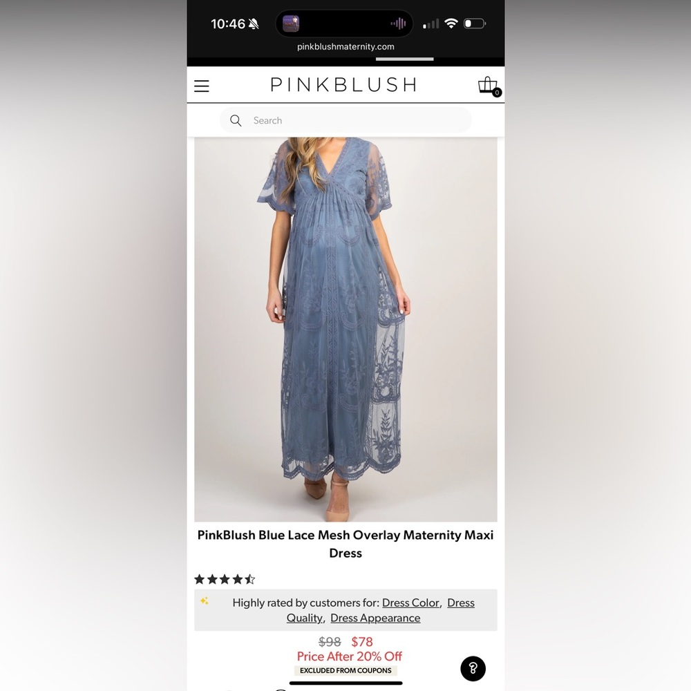 Pinkblush Women's Blue Lace Maxi Dress